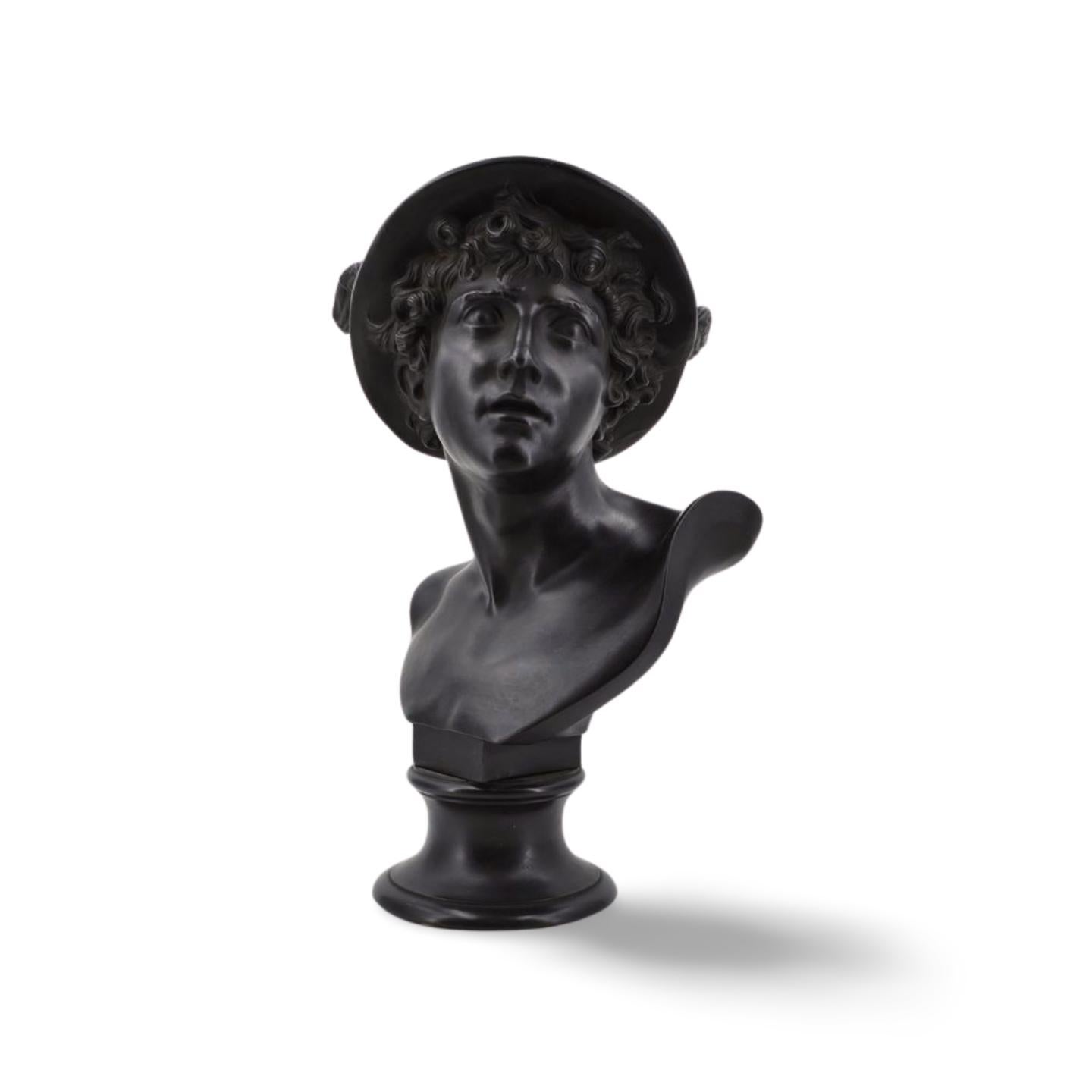 Wedgwood produced a very successful line of Library Busts, of which Minerva and Mercury were the longest in production, running right up into the 20th century - they make a good pair, and we have the other one listed here separately.

Mercury is a