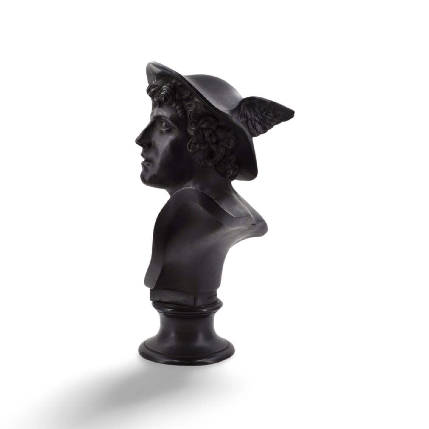 Neoclassical Bust of Mercury in Black Basalt. Wedgwood C1820.