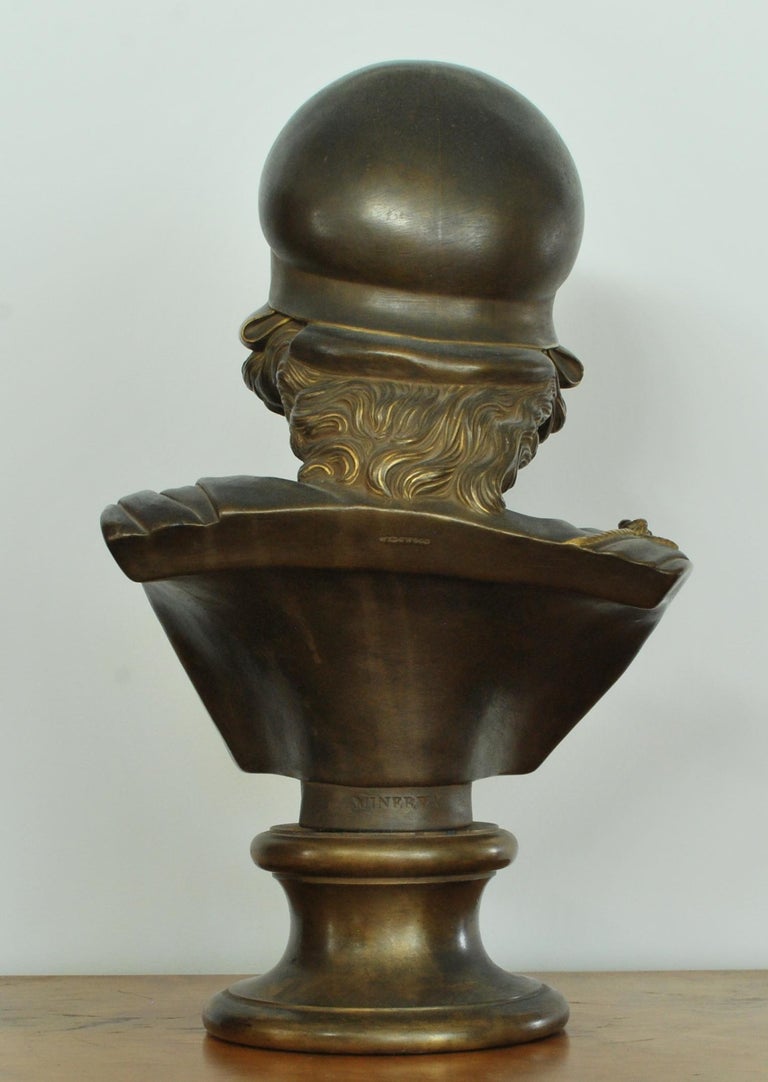 Neoclassical Bust of Minerva, Black Basalt, Gilt and Bronzed, Wedgwood, 1875 For Sale