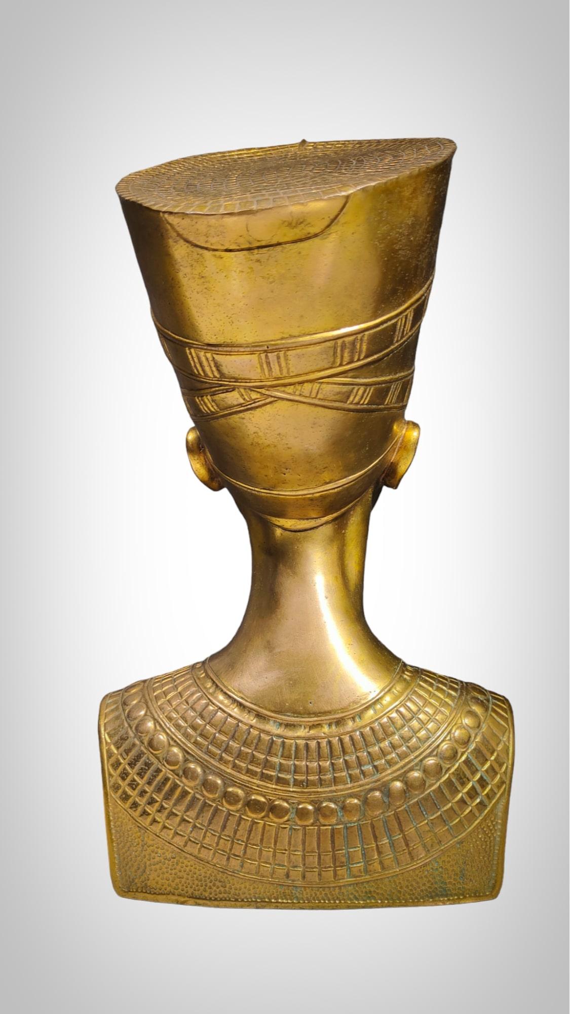 Bust Of Nefertiti In Bronze mid cent For Sale 6