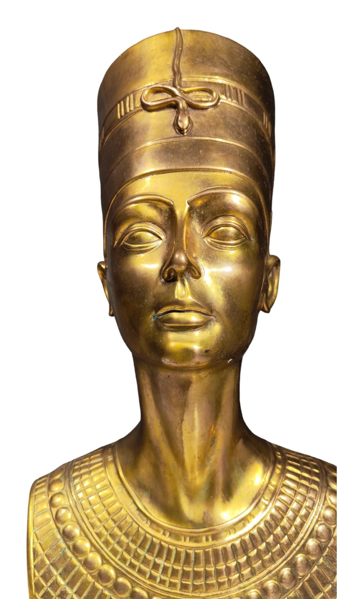 Bust Of Nefertiti In Bronze mid cent For Sale 8