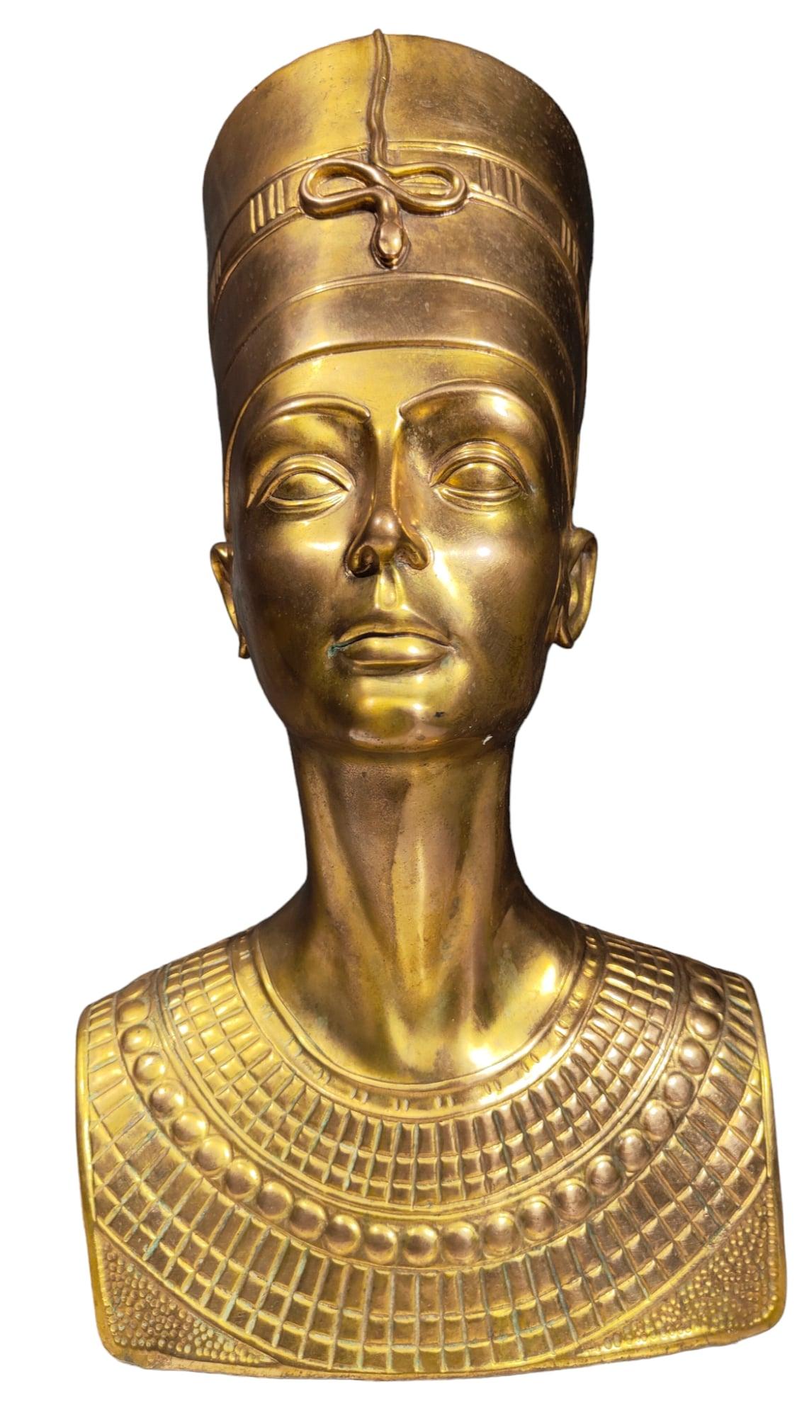 Bust Of Nefertiti In Bronze mid cent For Sale 9