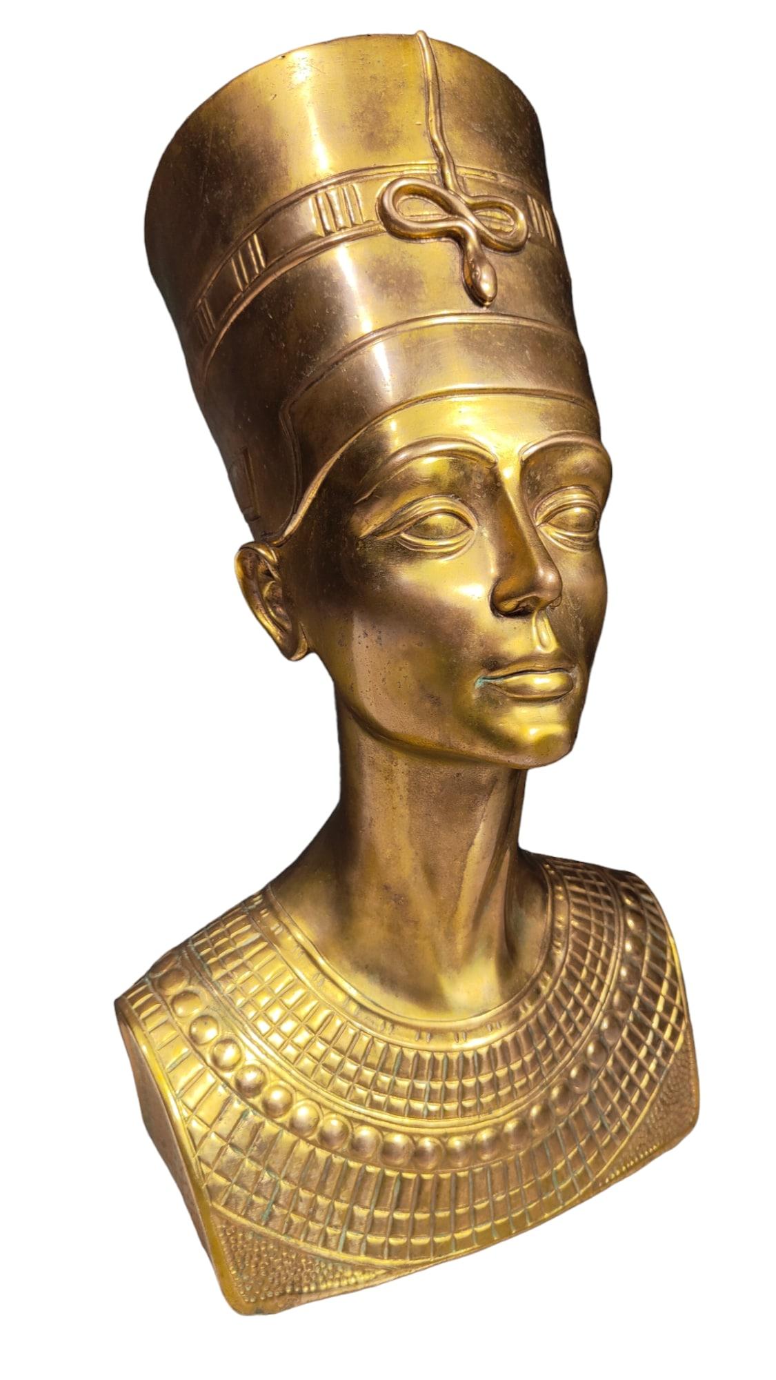 Bust Of Nefertiti In Bronze mid cent For Sale 11