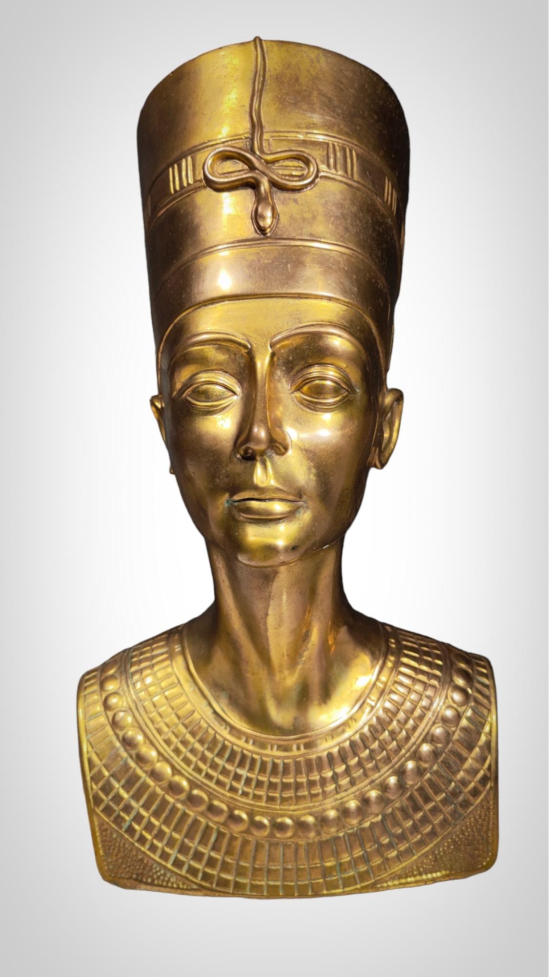 Bust Of Nefertiti In Bronze mid cent For Sale 2