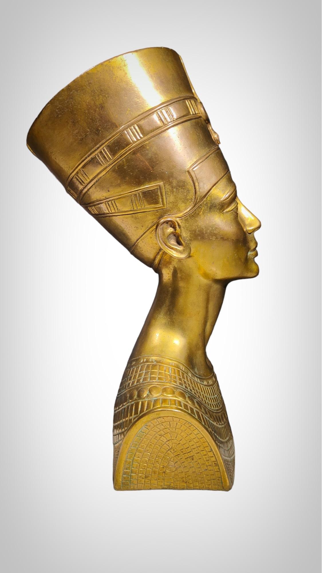 Bust Of Nefertiti In Bronze mid cent For Sale 3