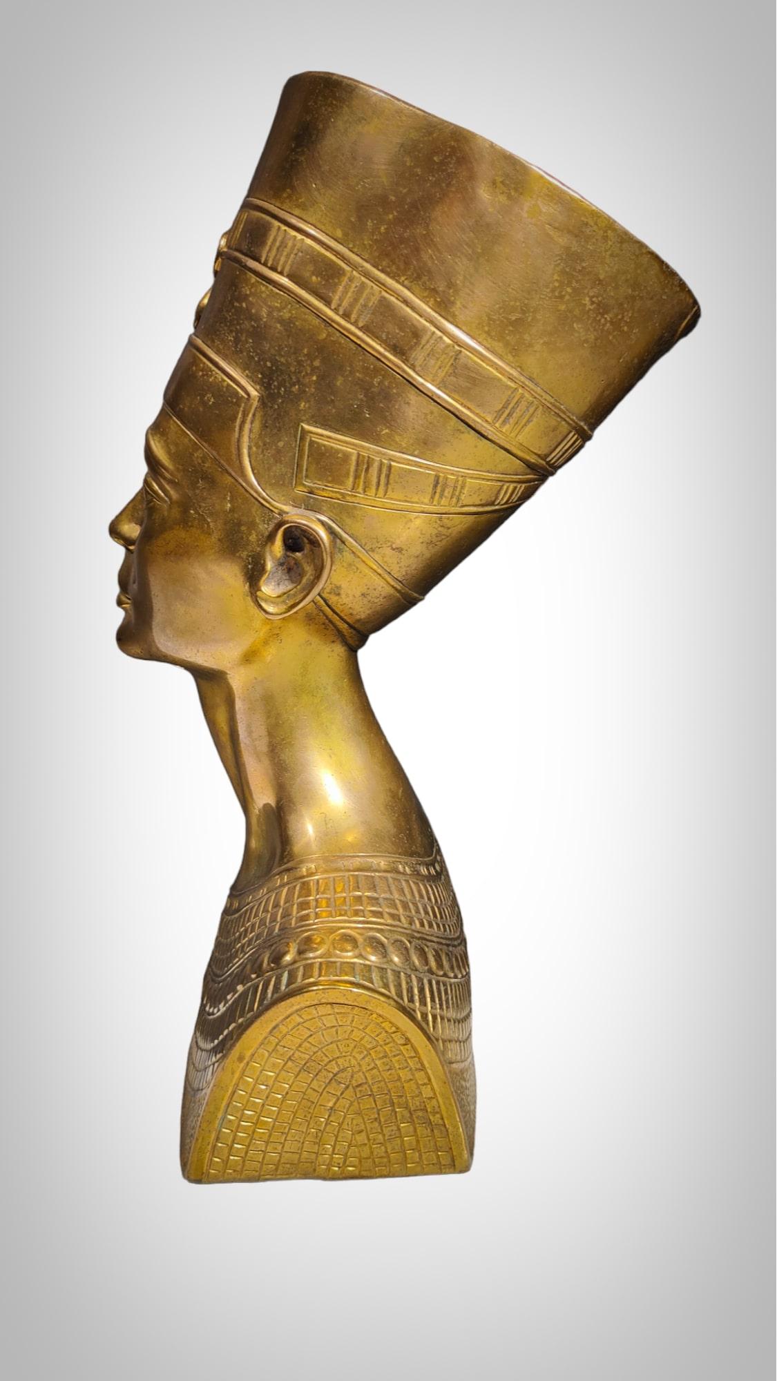 Bust Of Nefertiti In Bronze mid cent For Sale 5