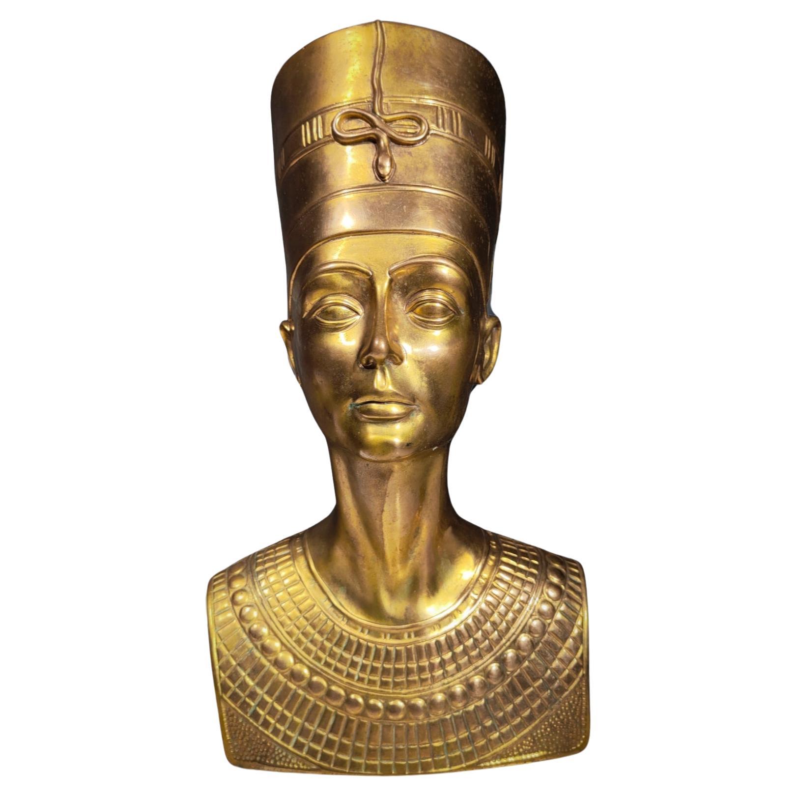 Bust Of Nefertiti In Bronze mid cent For Sale