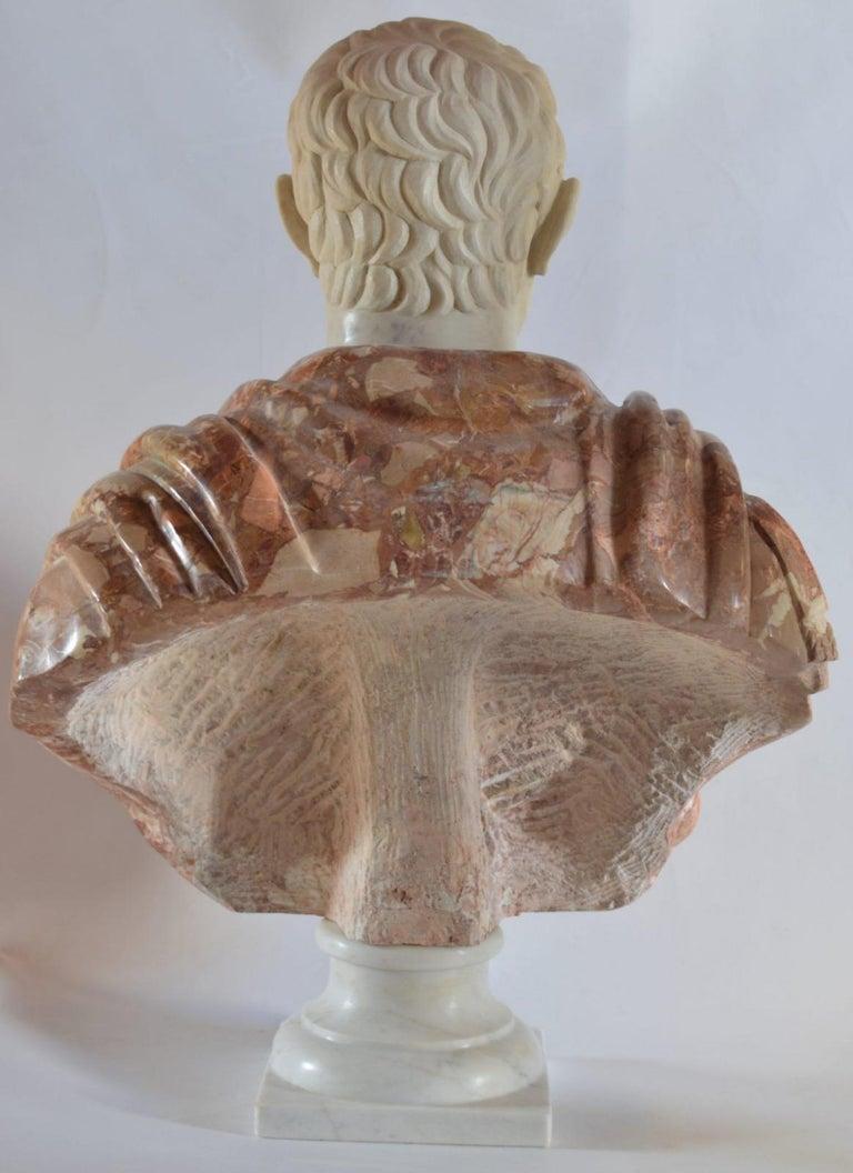 Bust of Octavian Augustus in Breccia Pernice and white Carrara  end 20th Century In Good Condition For Sale In Madrid, ES