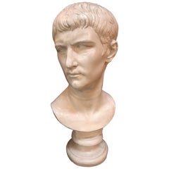 Bust of Ottaviano Augusto, Roman Emperor, Plaster Portrait, Copy in Scale 1/1