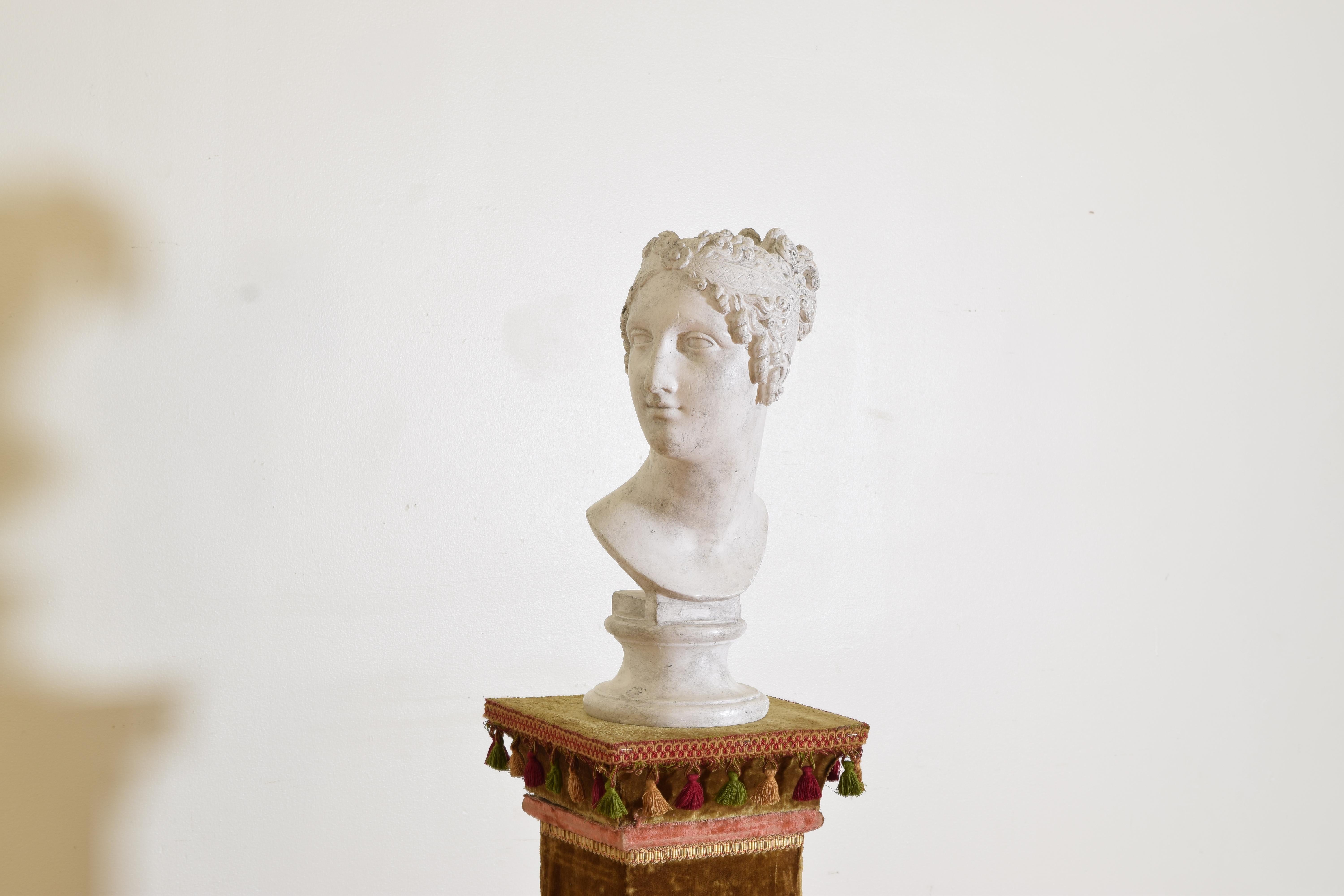 Classical Roman Plaster Bust of Paolina Borghese Bonaparte For Sale