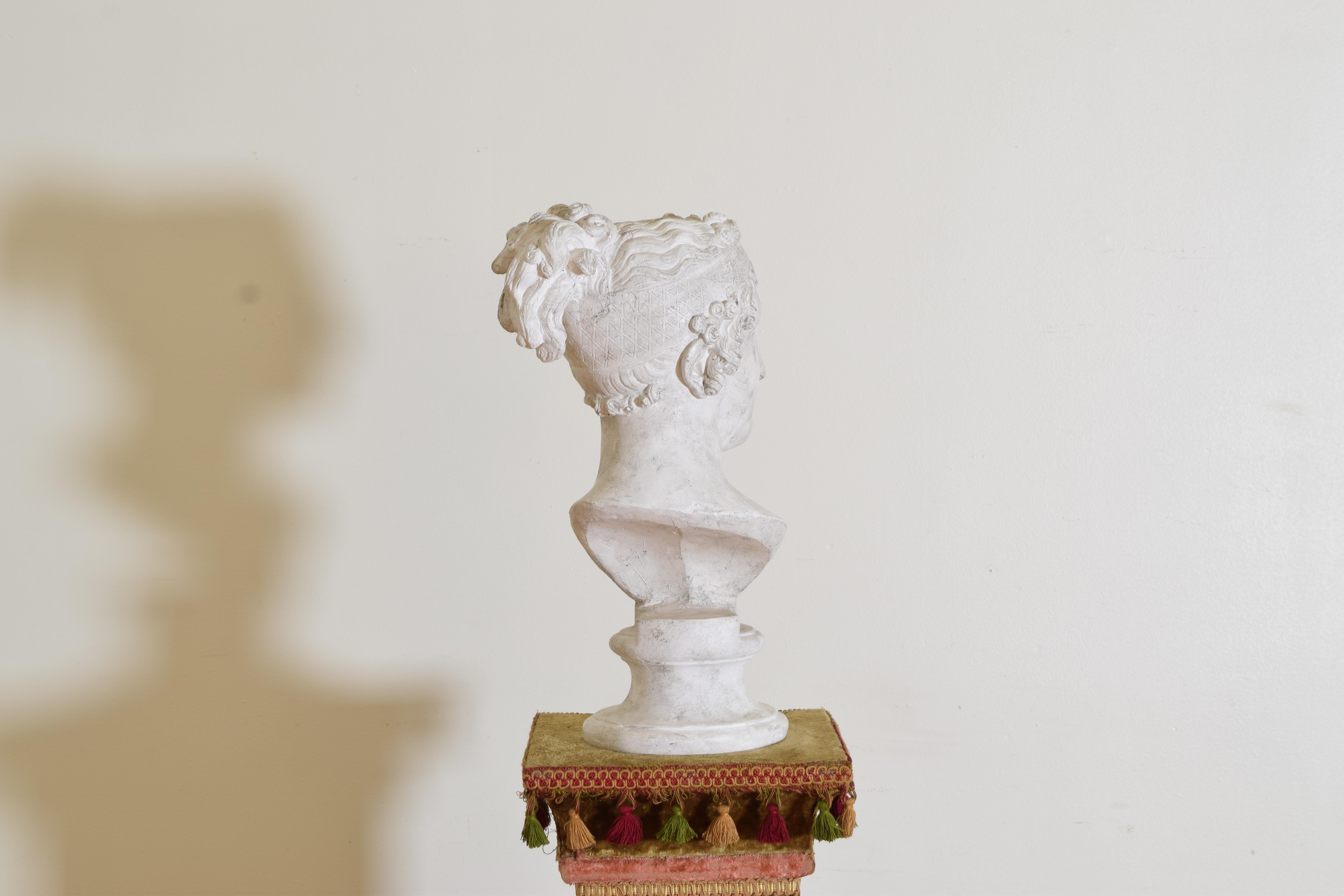 Classical Roman Plaster Bust of Paolina Borghese Bonaparte For Sale