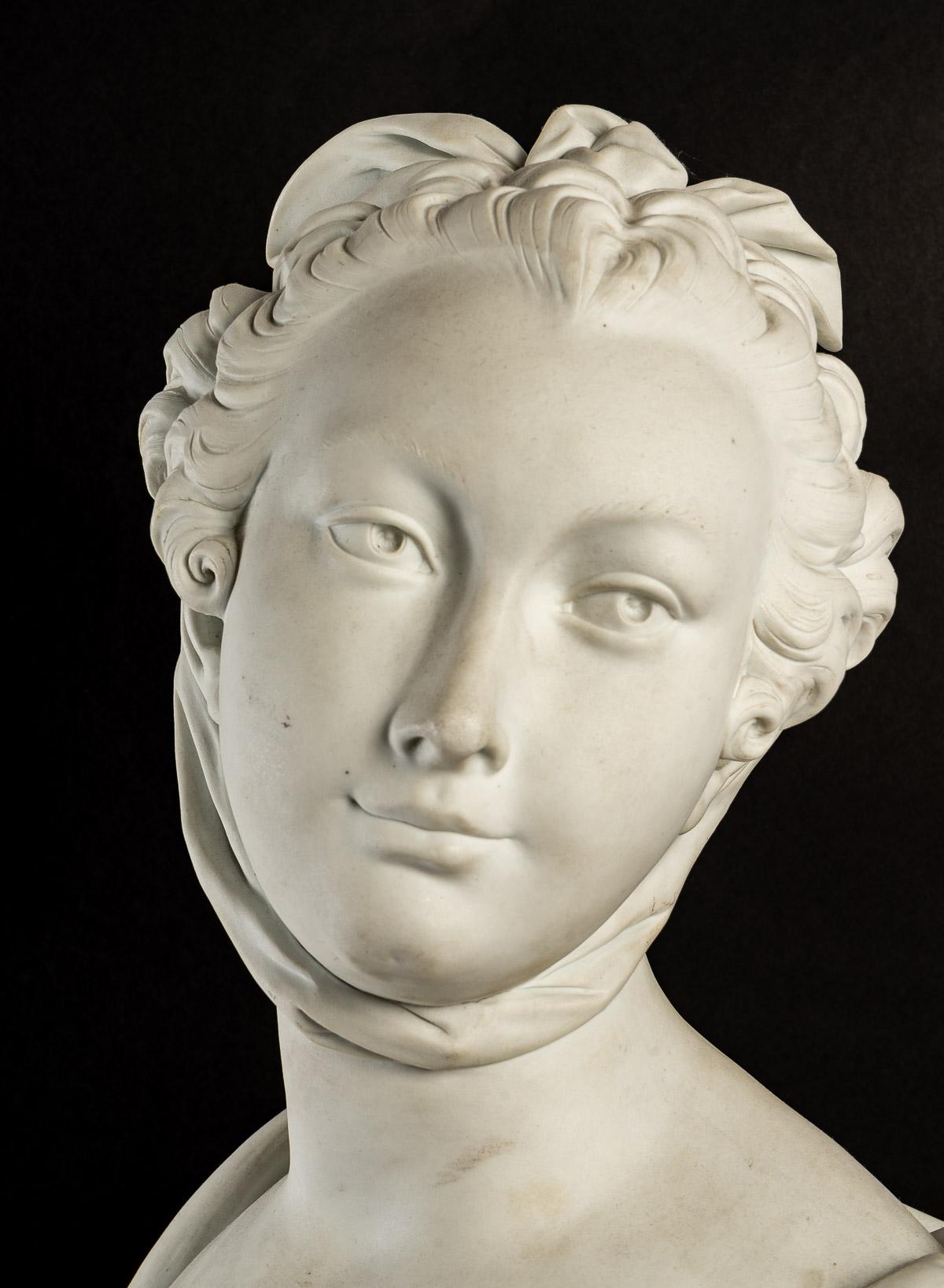 Sculpture, Bust of Pompadour, in Sèvres biscuit from the 19th century
H: 70 cm, W: 39 cm, D: 30 cm.