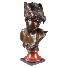 Bust of "Psyche" in Patinated Bronze, by Boyer and Rolland