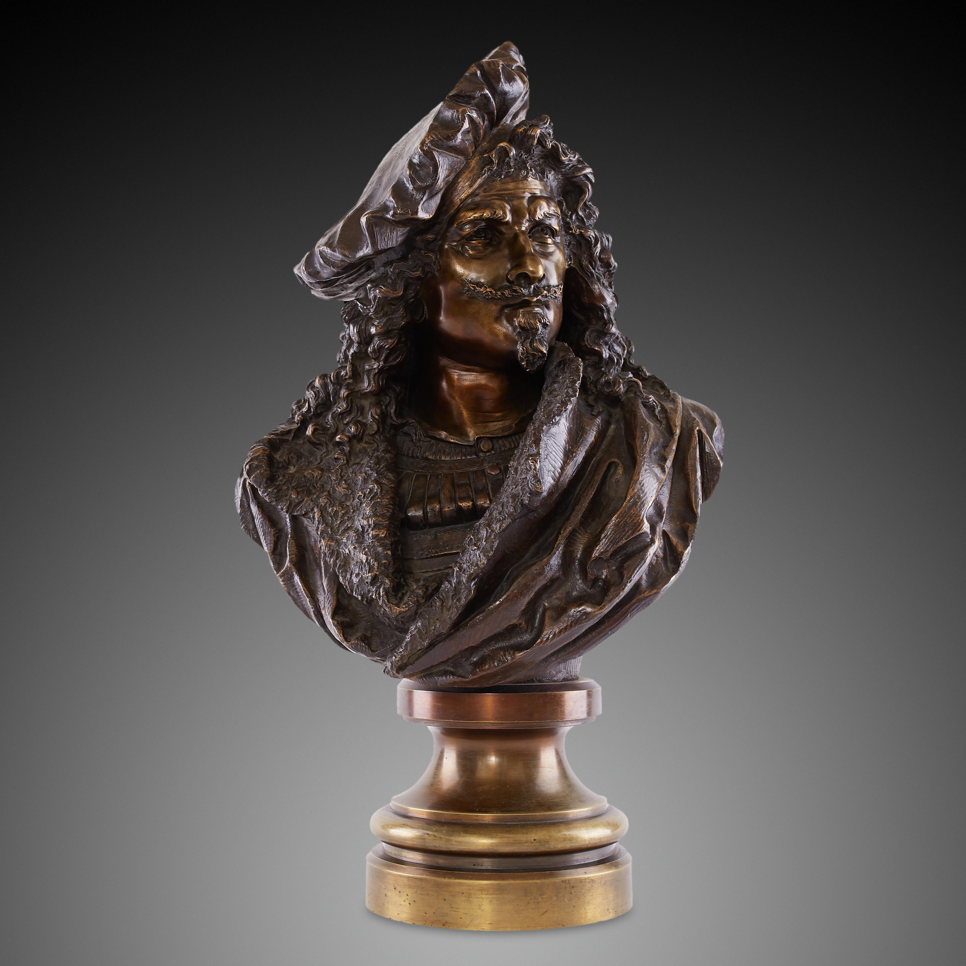 This finely detailed bust of Rembrandt van Rijn (1606-1669) is after a model by Albert Ernest Carrier-Belleuse. For a long period, Albert Carrier-Belleuse carved beautiful busts of highly admired political and scientific figures, these being very