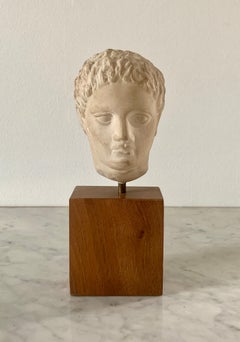 Bust of Roman Emperor Augustus on Wood Pedestal