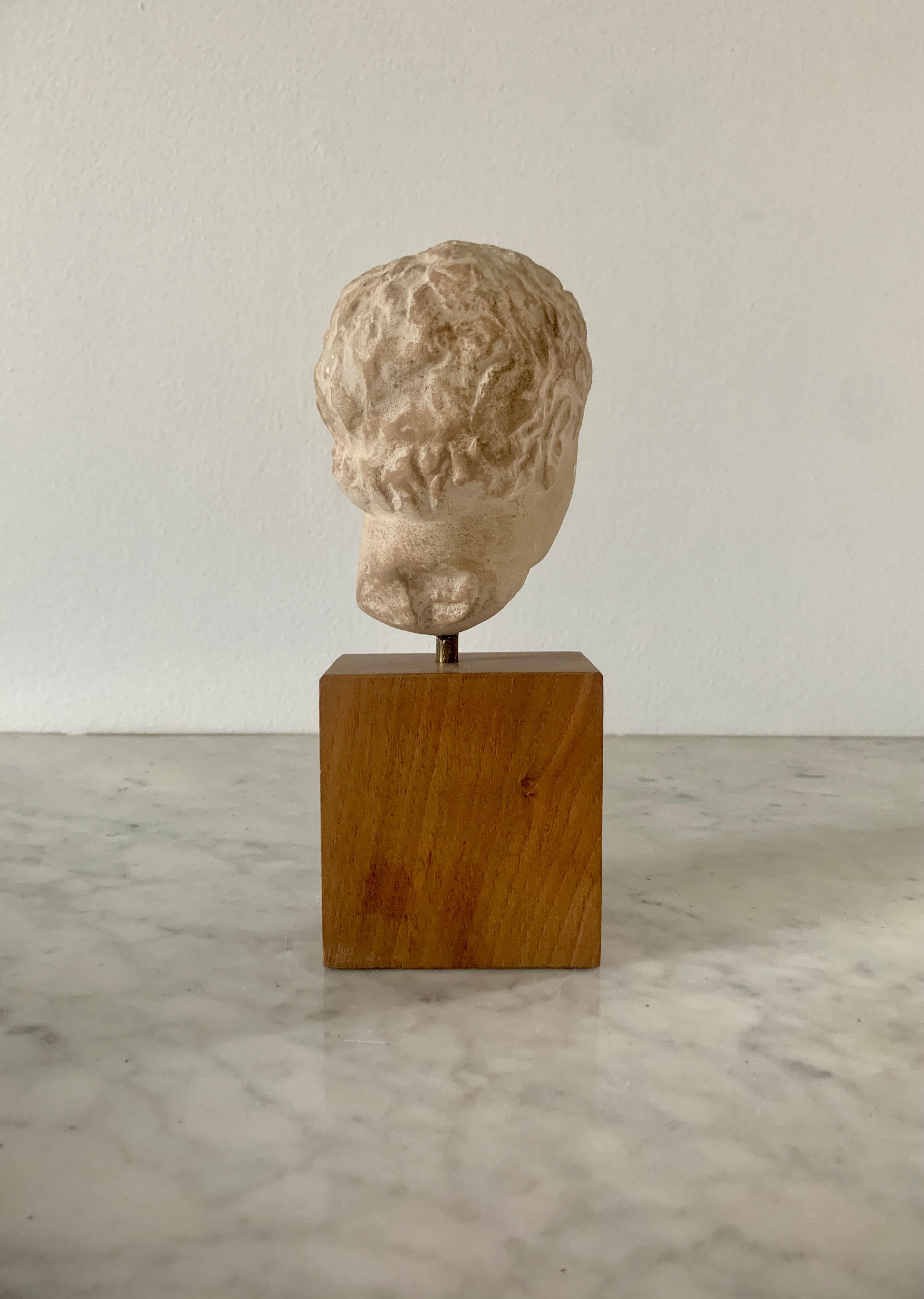 20th Century Bust of Roman Emperor Augustus on Wood Pedestal