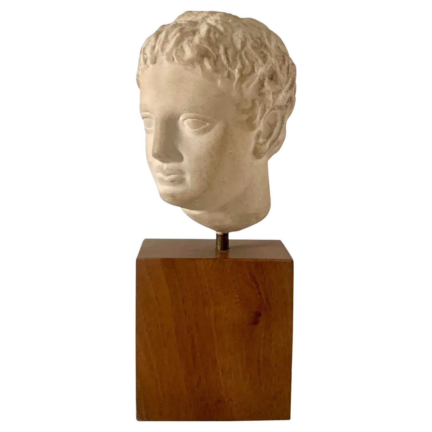 Bust of Roman Emperor Augustus on Wood Pedestal
