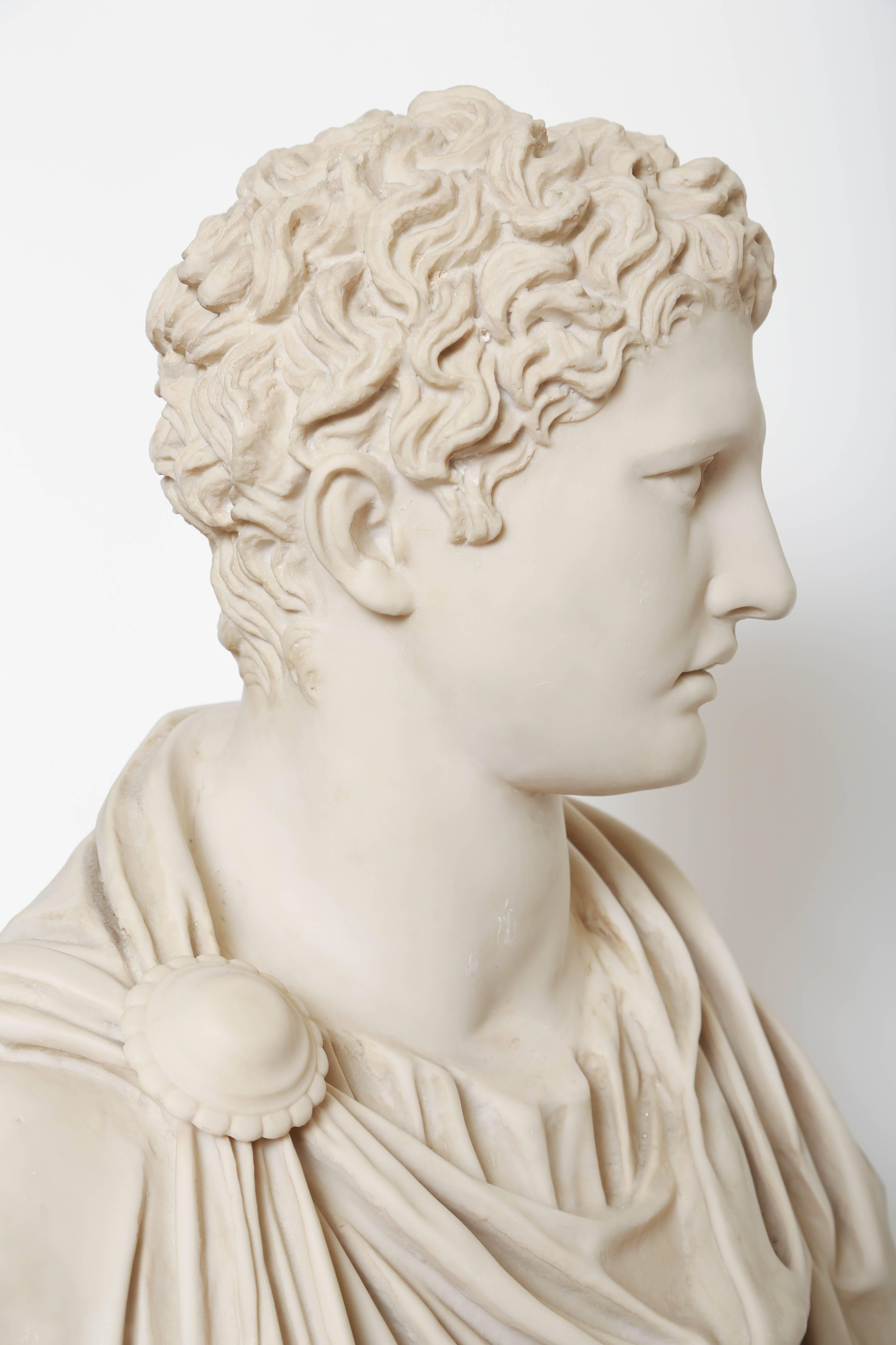 Hand-Carved Bust of Mark Anthony For Sale