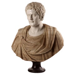 Bust of Roman Emperor White Marble Italy 20th Century