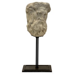 Bust of Roman or Greek Man, Venetian Style, Metal Stand, Sculpture, 20th C.