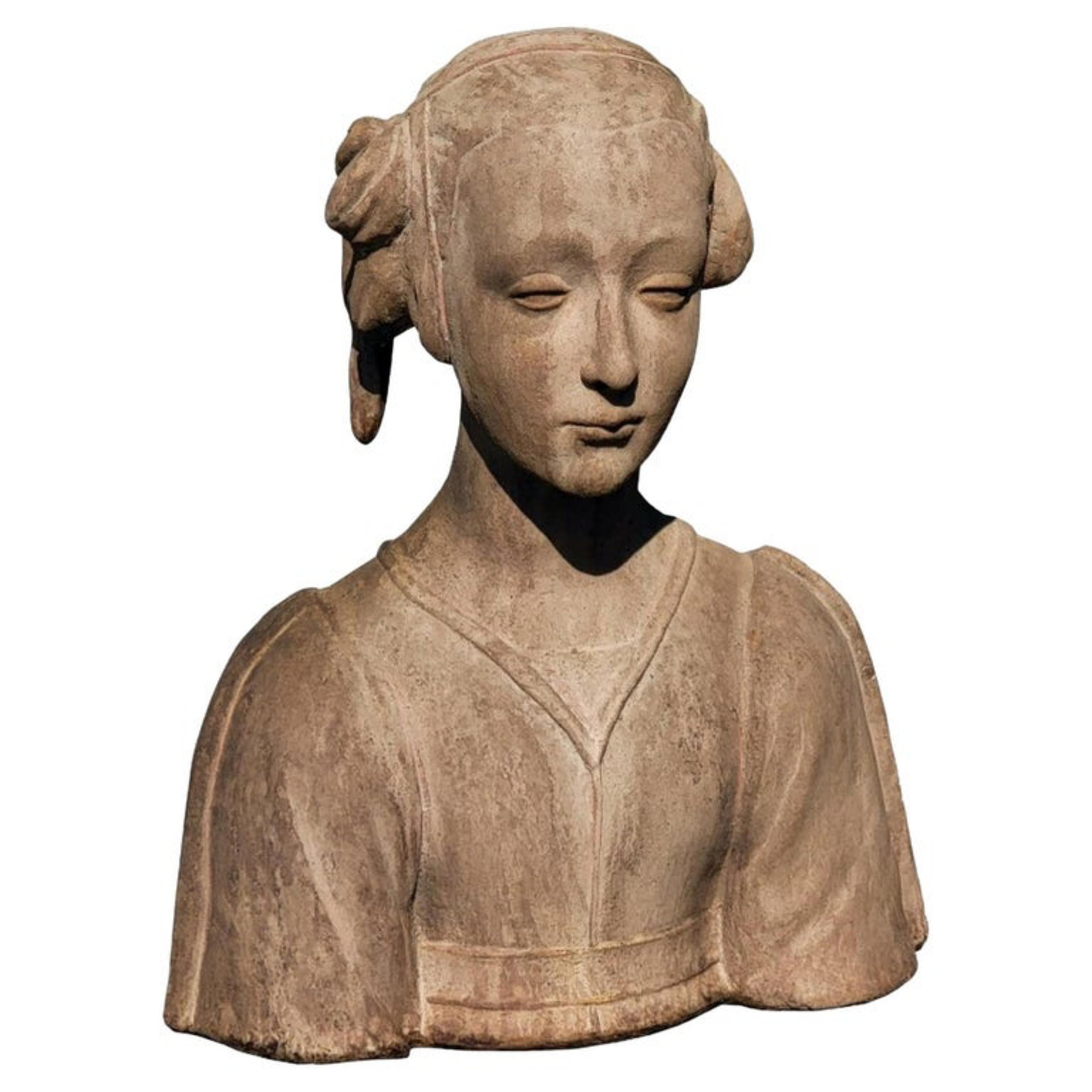 Terre cuite Buste de Santa Costanza, Costantina, fille de Constantin, début du 20e siècle en vente