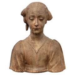 Antique Bust of Santa Costanza, Costantina, Daughter of Constantine Early 20th Century