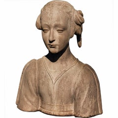 BUST OF SANTA COSTANZA, COSTANTINA, DAUGHTER OF CONSTANTINE IN TERRACOTTA 21th