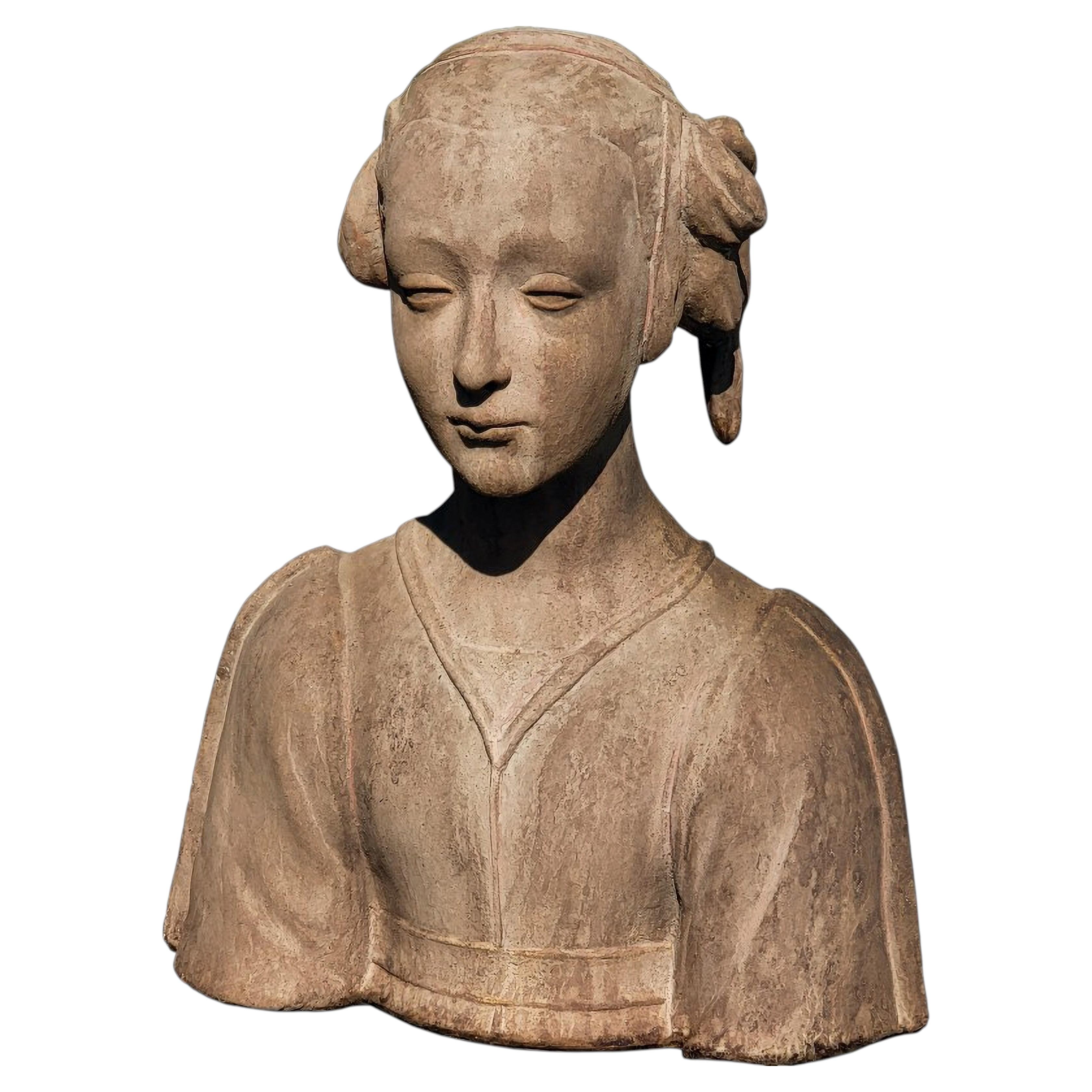 BUST OF SANTA COSTANZA, COSTANTINA, DAUGHTER OF CONSTANTINE IN TERRACOTTA 21th