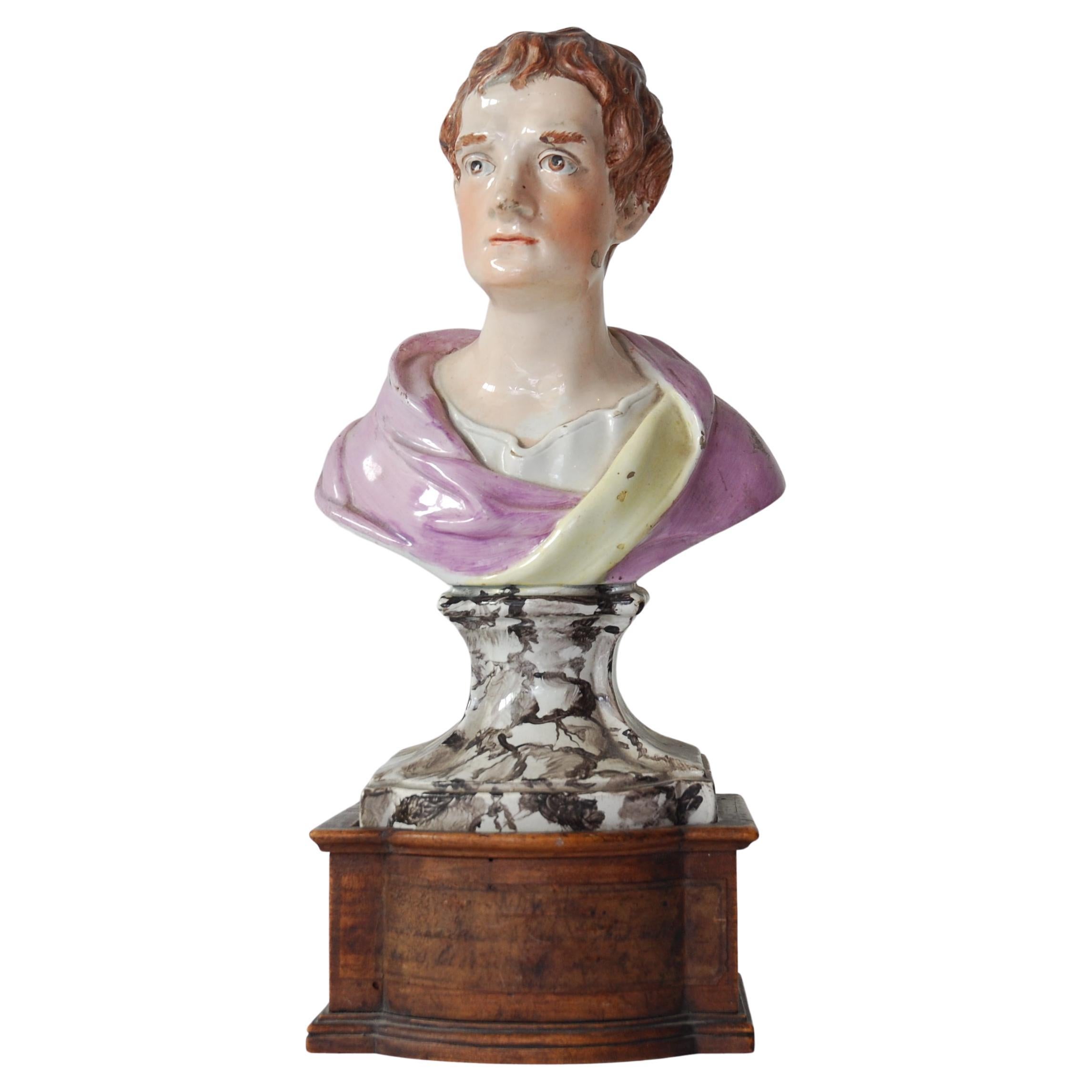 Bust of Sir Isaac Newton, Pearlware, Ralph & Enoch Wood, circa 1790 For Sale