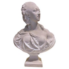Bust of the countess Du Barry in bisque porcelain after Pajou, late 19th century
