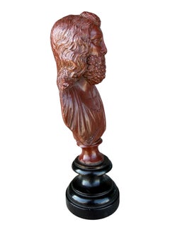 Bust of the Greek god 'Sarapis' in red Jasper 'Grand Tour'- Italy - 18th century