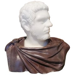 Bust of the Roman Emperor Caracalla, Italian Sculptor Marble, 20th Century