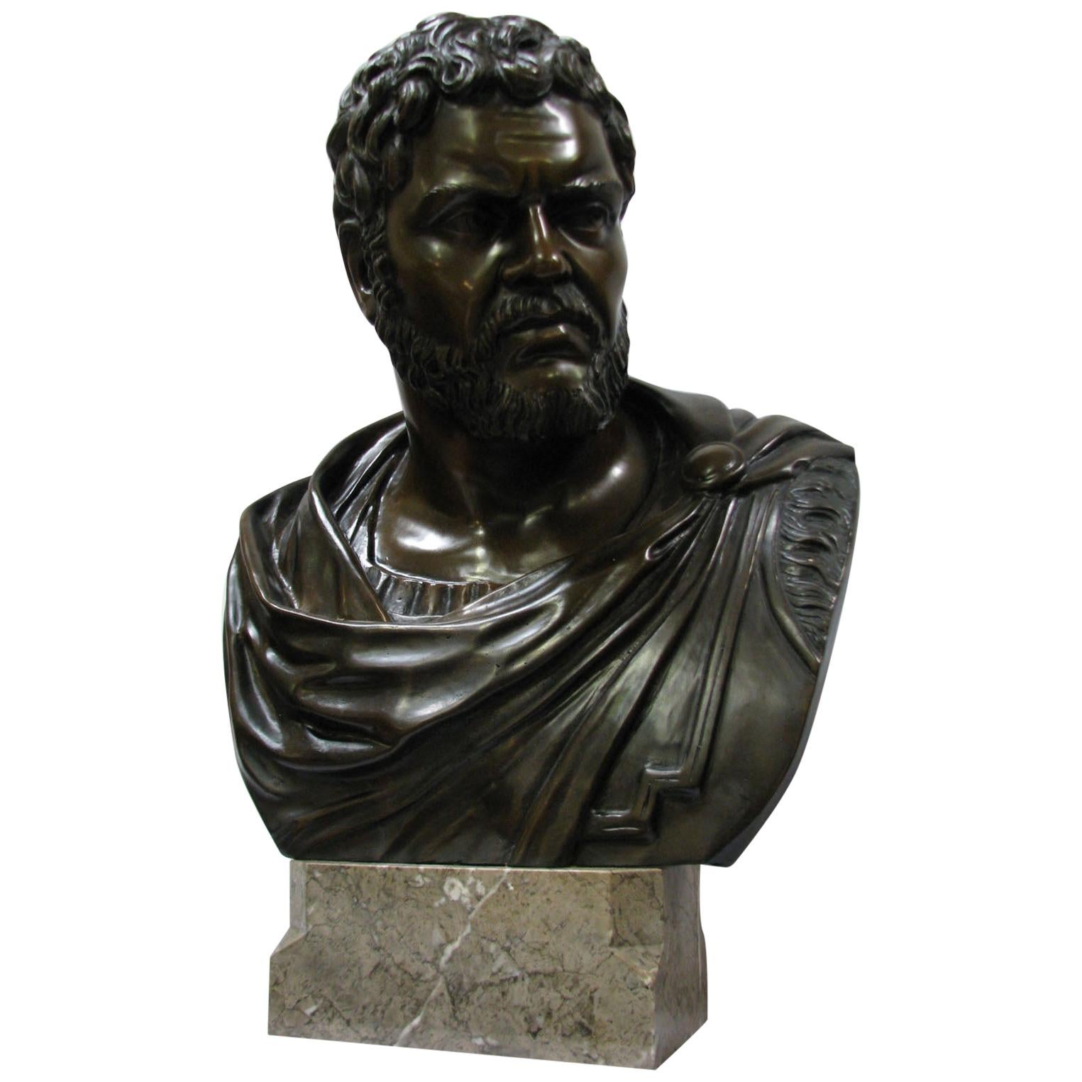 Bust of the Roman Emperor Caracalla, Signed "Gianbologna", 20 th Century For Sale