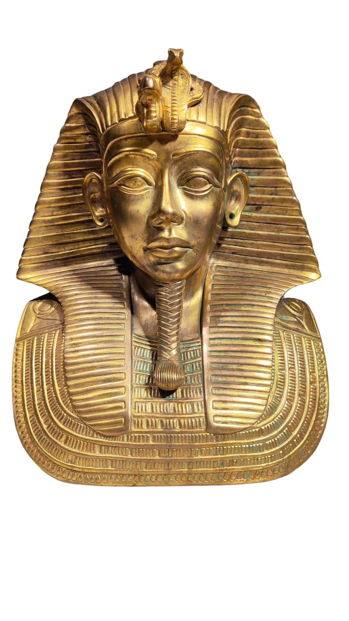 Bust Of Tutankhamun In Bronze mid cent For Sale 8