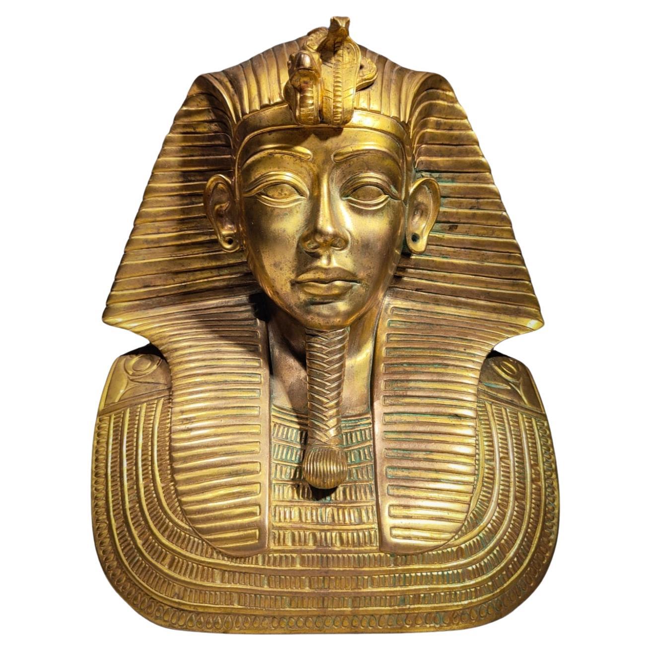 Bust Of Tutankhamun In Bronze mid cent For Sale