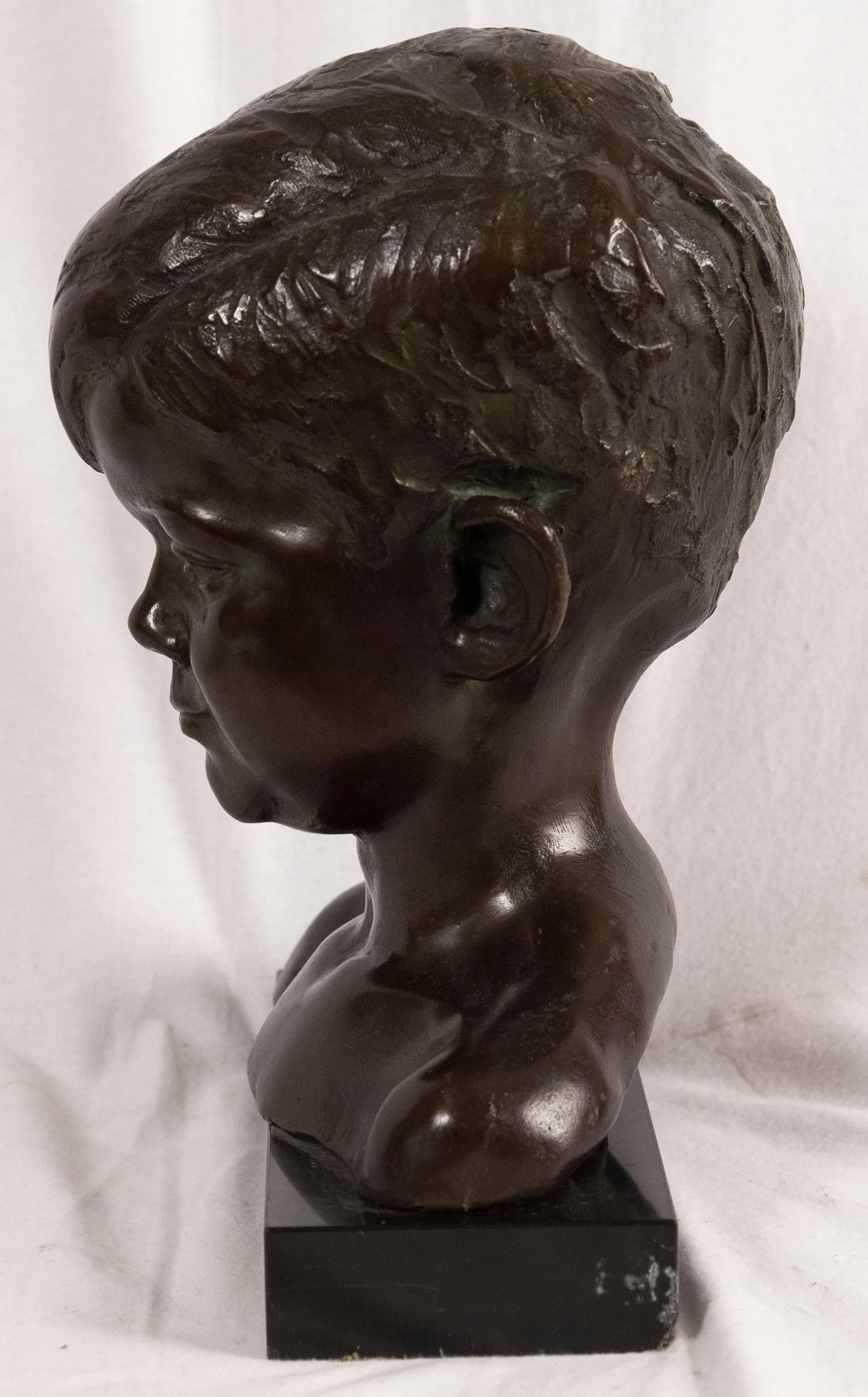 Early 20th Century Bust of Young John F. Kennedy by Nison Tregor For Sale