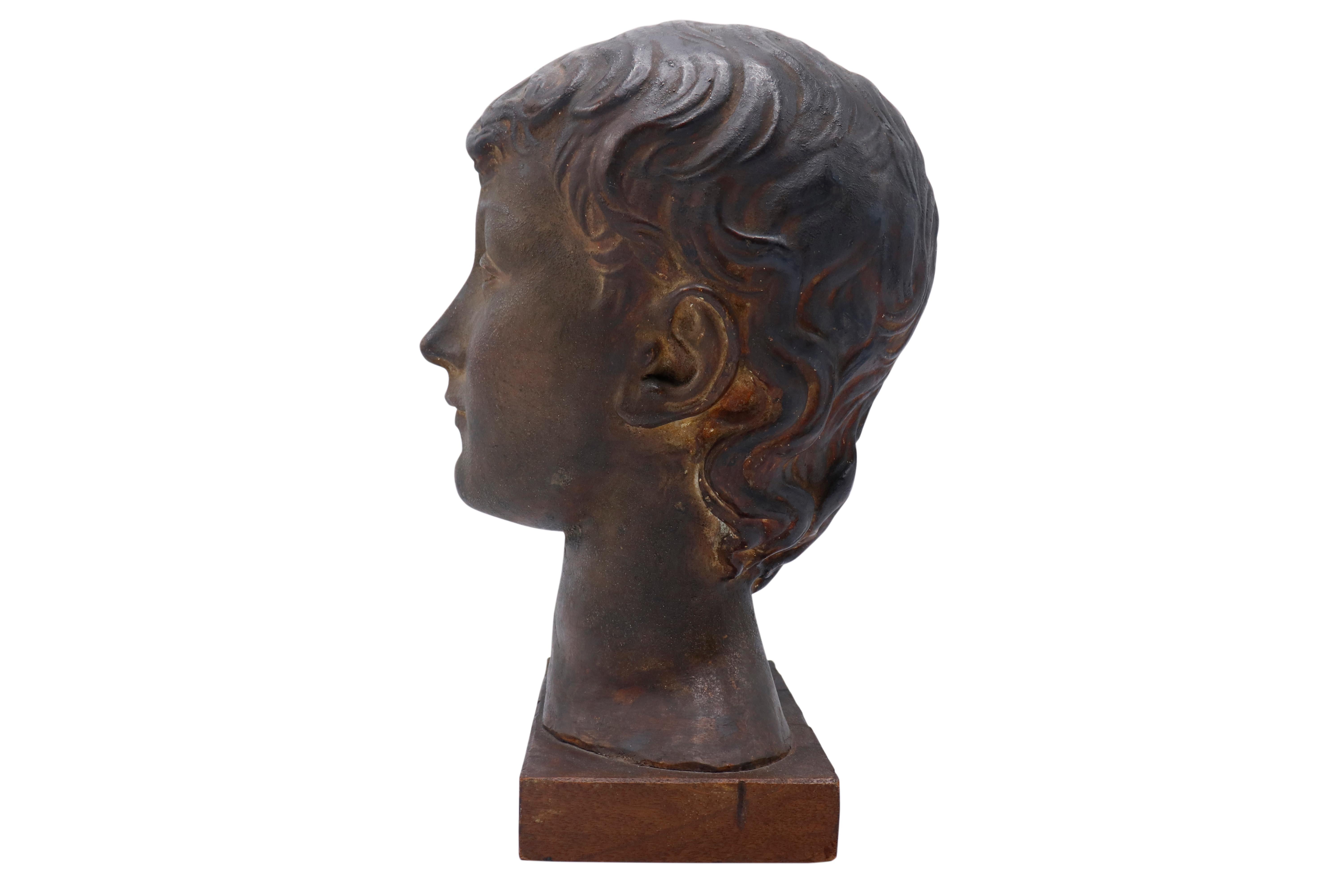 Hand-Crafted Bust of Young Woman