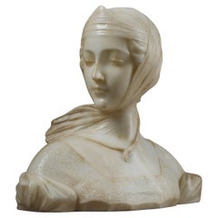 Bust of young woman in alabaster, signed "A Genna" - Amadéo Gennarelli