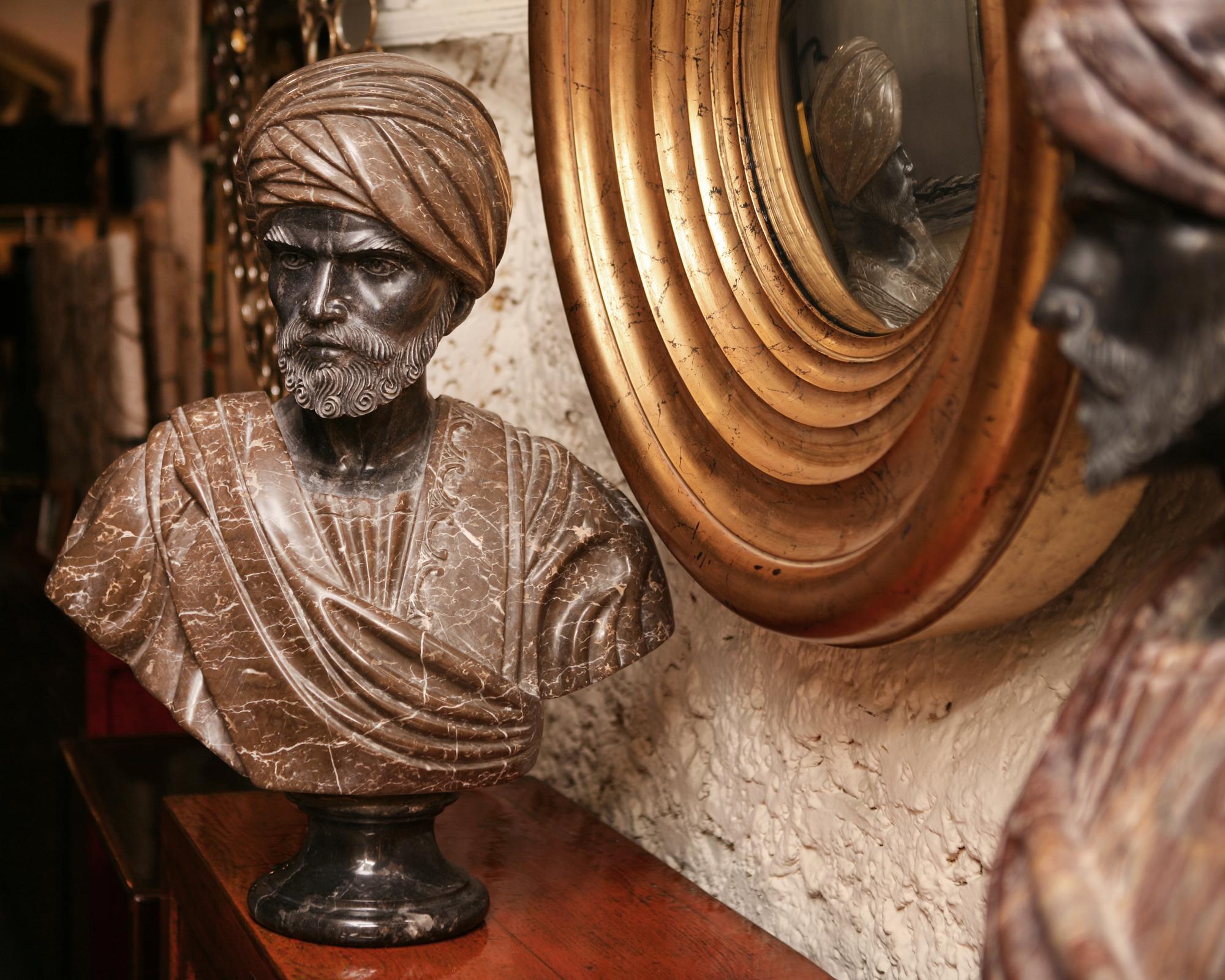 Hand-Carved Bust Roman Sculpture in Solid Marble For Sale