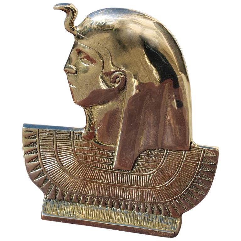 Bust Solid Brass Gold Sculpture Depicting Egyptian Emperor Italian Design, 1950s For Sale