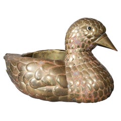 Vintage Bustamante Brass Duck Planter