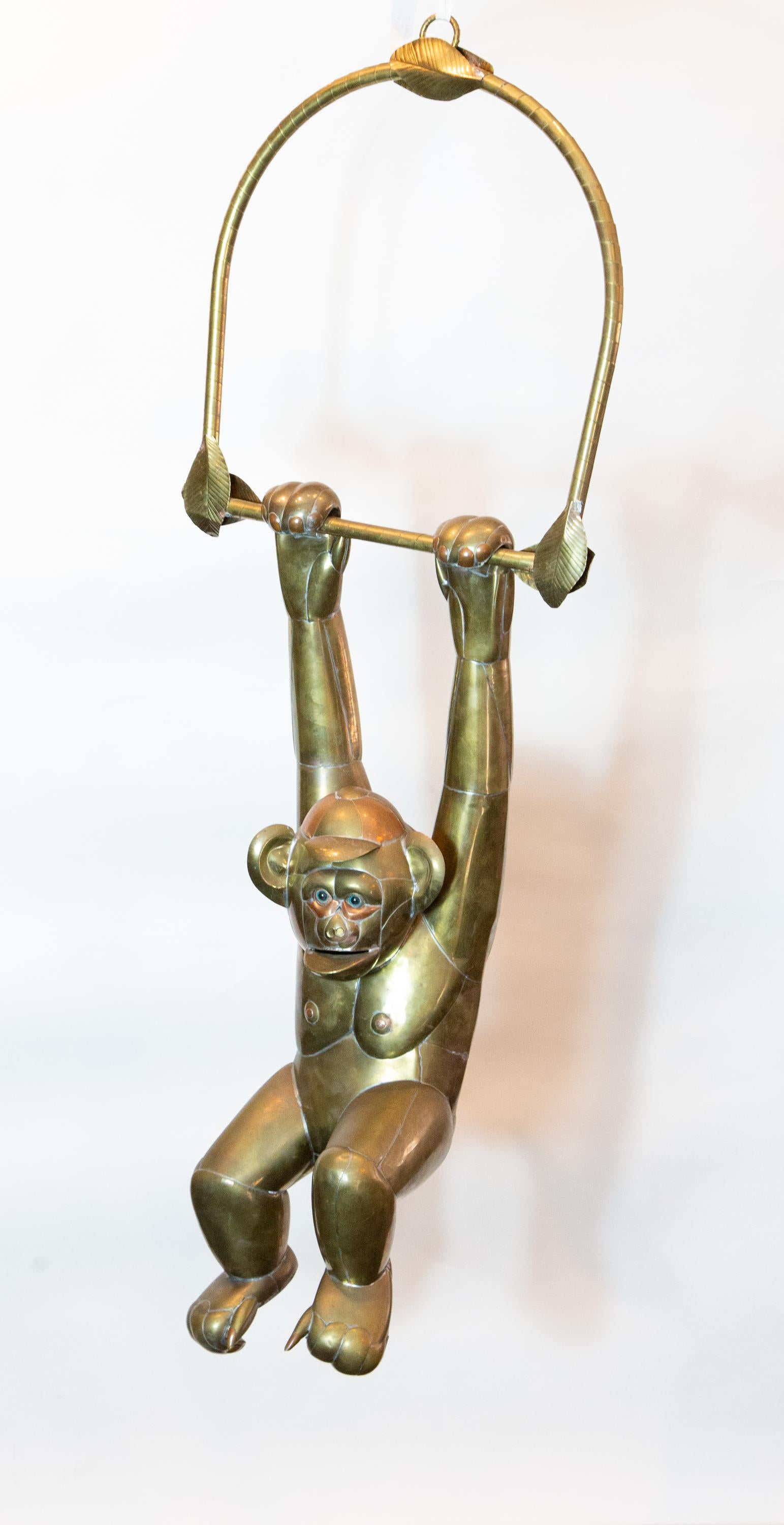 Bustamante Hanging Brass Monkey with Baseball Cap 2