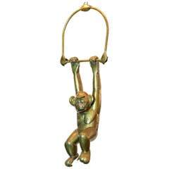 Bustamante Hanging Brass Monkey with Baseball Cap