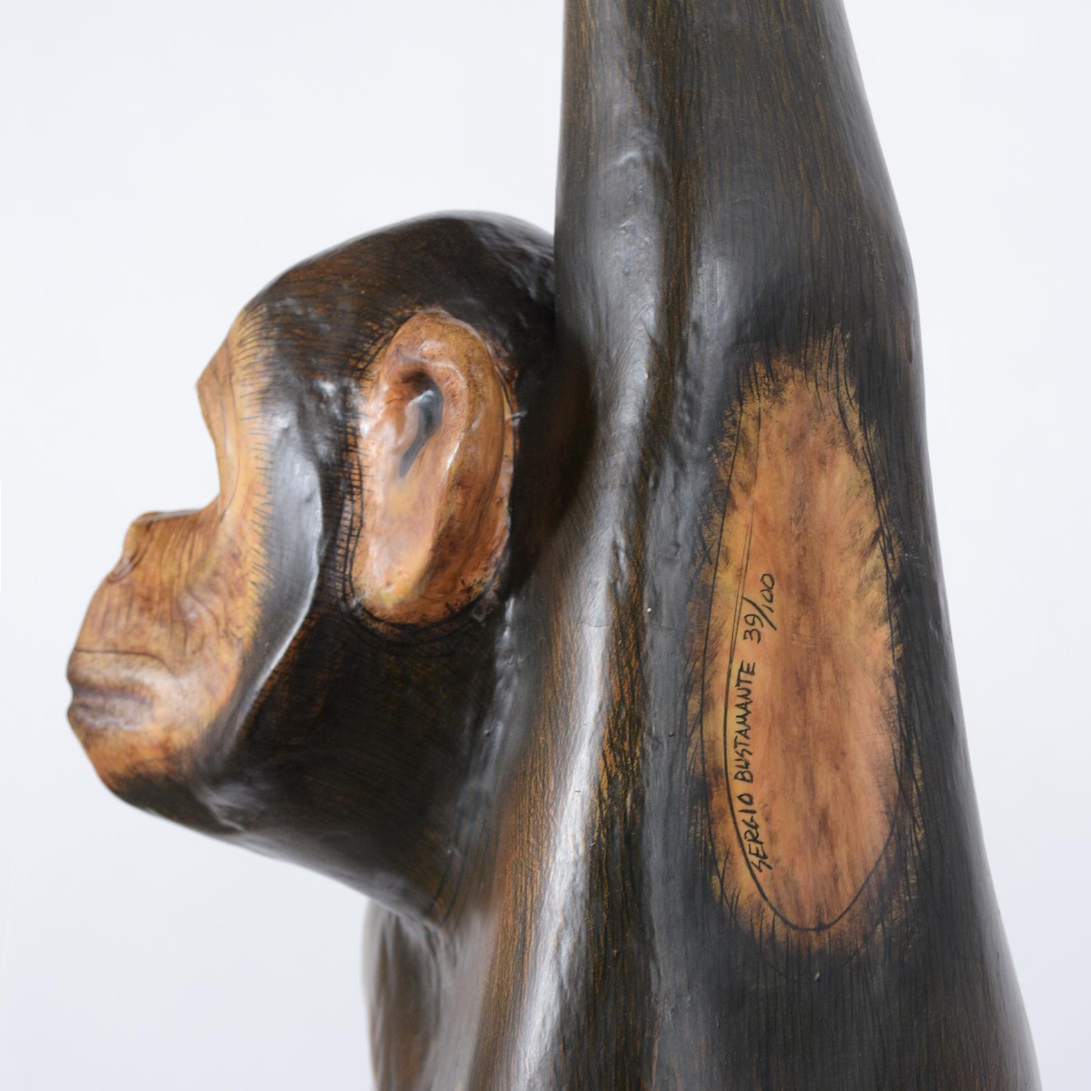 Hand-Crafted Bustamante Papier-Mâché Hanging Chimpanzee Sculpture
