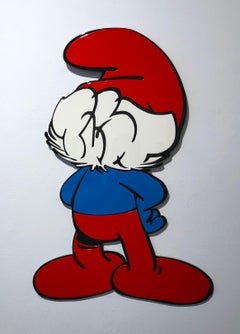 Metal Papa Smurf pop art street art wall hanging sculpture red blue