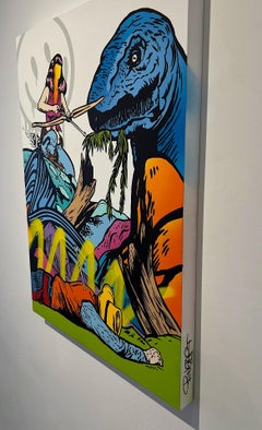 Arte callejero Arte pop figurativo animal pintado a mano acrílico sobre panel contemporáneo