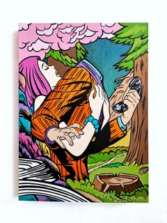 Street art Pop art figurative Swedish hand painted acrylic on panel