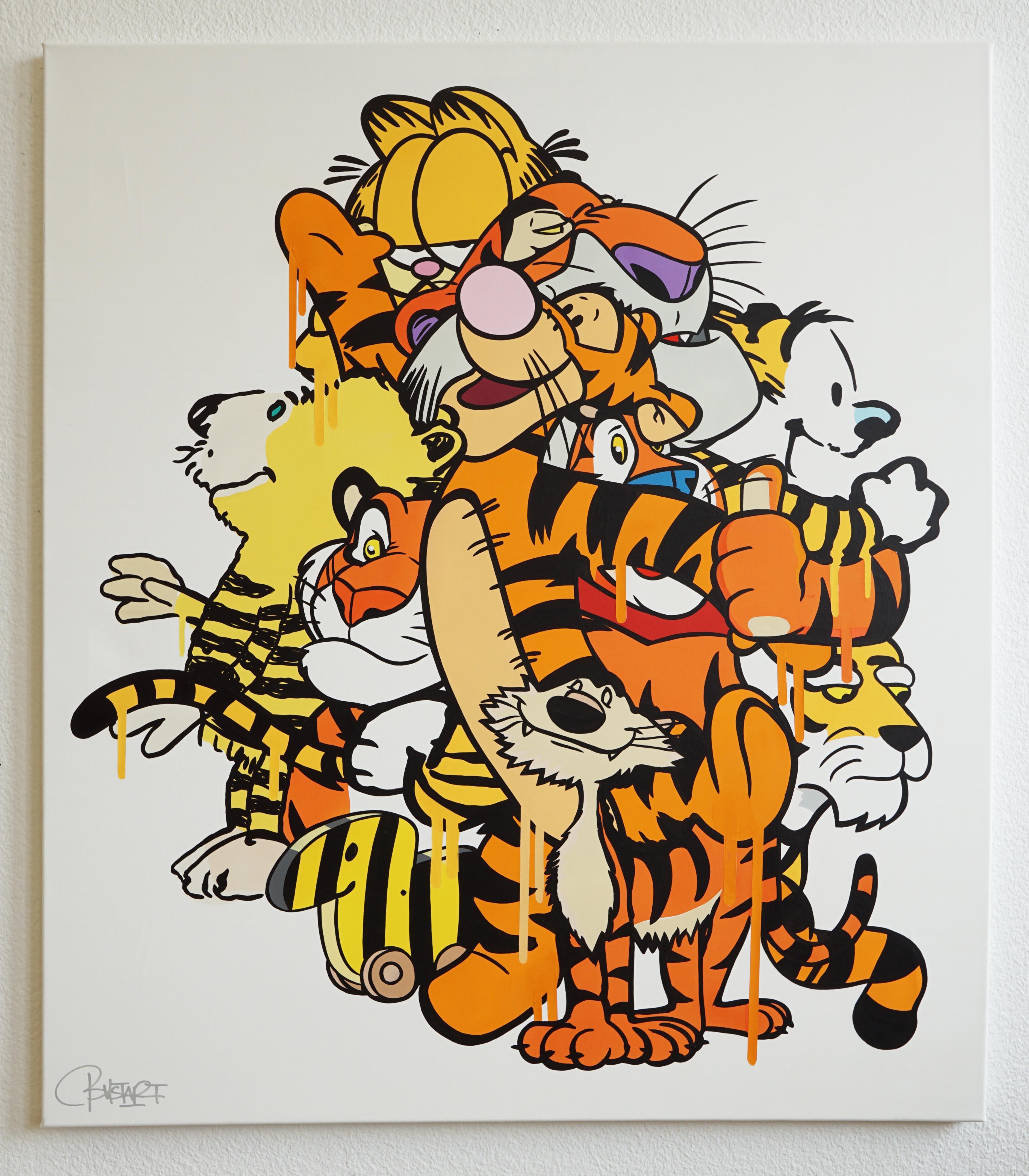 Bustart Figurative Painting - "Tigers" Acrylic on canvas - 1/1