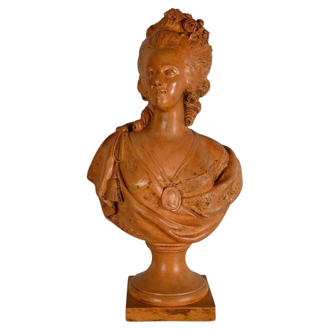 Busto de Marie Antoinette en terracota, según F. Lecomte - 1920