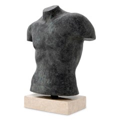 Buste Dekorative Skulptur in antiker Bronze auf Marmorsockel